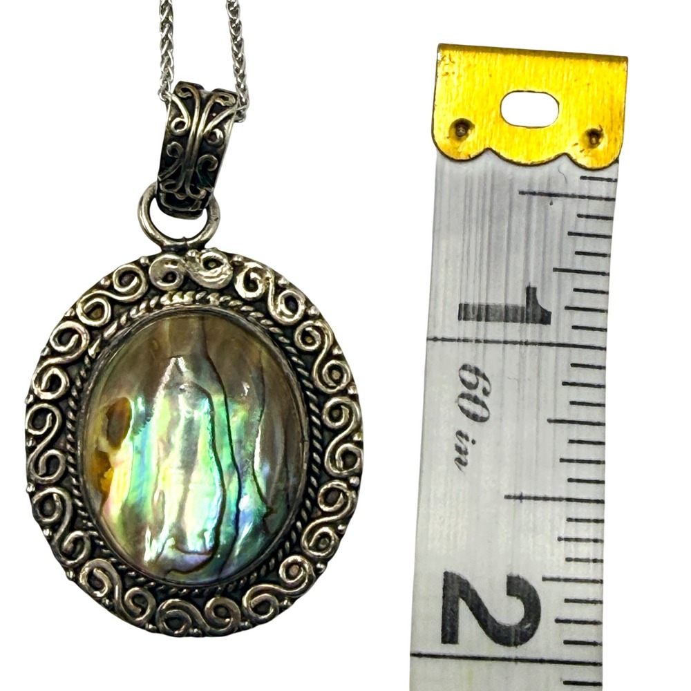 Punni Monian Sterling Silver Abalone Pendant Necklace India NWT